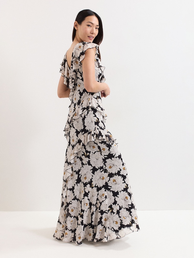 Phase Eight Black Eva Floral Print Dress - Image 2 of 7 Phase Eight Black Eva Floral Print Dress - Image 2 of 7
