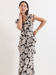 Phase Eight Black Eva Floral Print Dress - Image 3 of 7