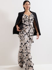 Phase Eight Black Eva Floral Print Dress - Image 6 of 7