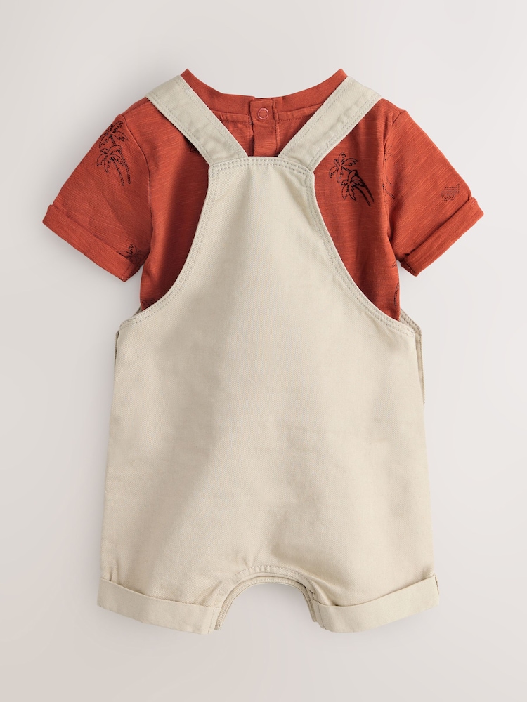 Baker by Ted Baker Stone and Rust Red Dungarees T-Shirt Set - تصویر 2 از 7