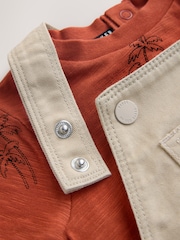 Baker by Ted Baker Stone and Rust Red Dungarees T-Shirt Set - تصویر 7 از 7
