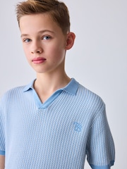 Baker by Ted Baker Knitted Blue Polo Shirt - Image 1 of 11