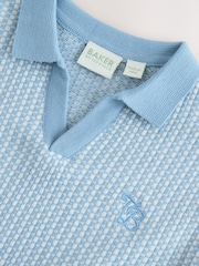 Baker by Ted Baker Knitted Blue Polo Shirt - Image 10 of 11