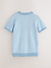 Baker by Ted Baker Knitted Blue Polo Shirt - Image 8 of 11