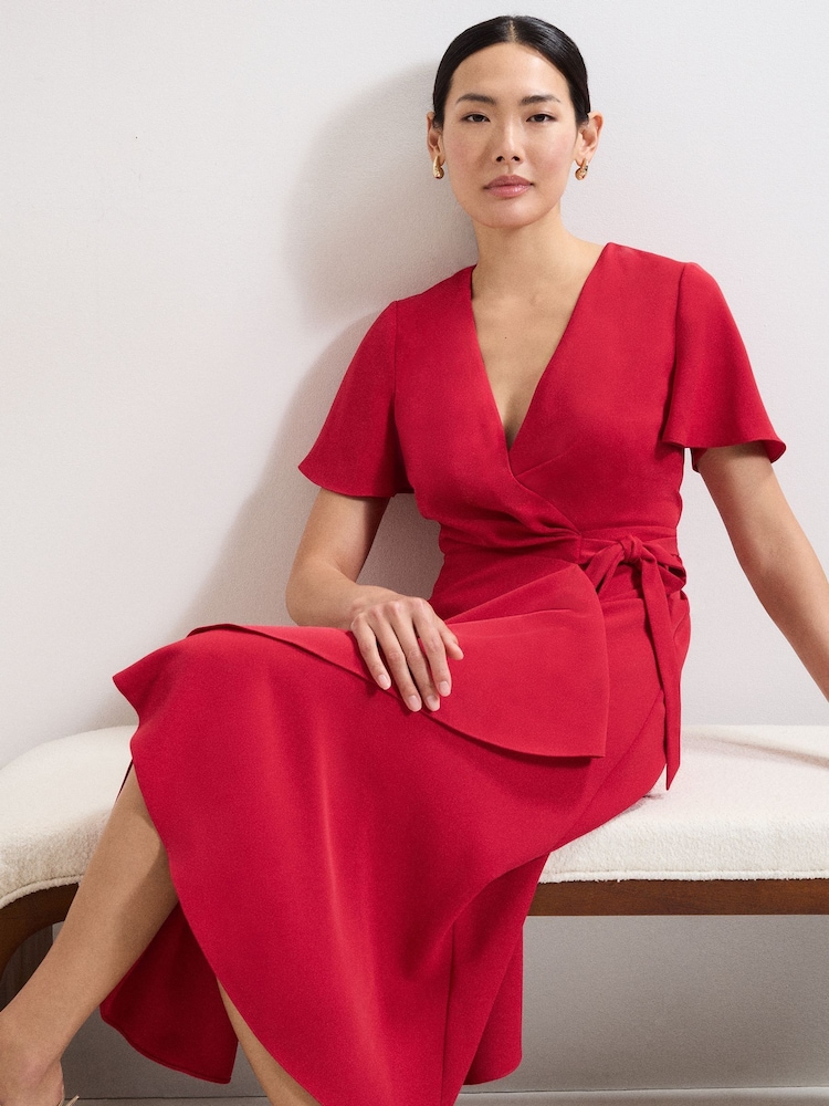 open lace back dress 90s Red Silk Wrap Dress
