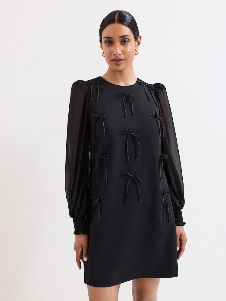 Phase Eight Black Jamie Bow Dress - Image 1 of 7 Phase Eight Black Jamie Bow Dress - Image 1 of 7