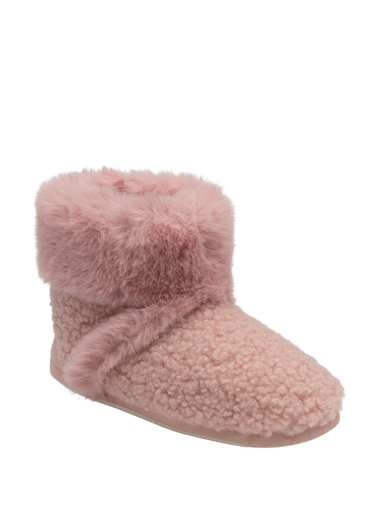 Dunlop Pink Bootee Pom Pom Faux Slippers - Image 1 of 4