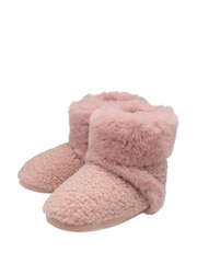 Dunlop Pink Bootee Pom Pom Faux Slippers - Image 2 of 4