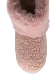 Dunlop Pink Bootee Pom Pom Faux Slippers - Image 4 of 4
