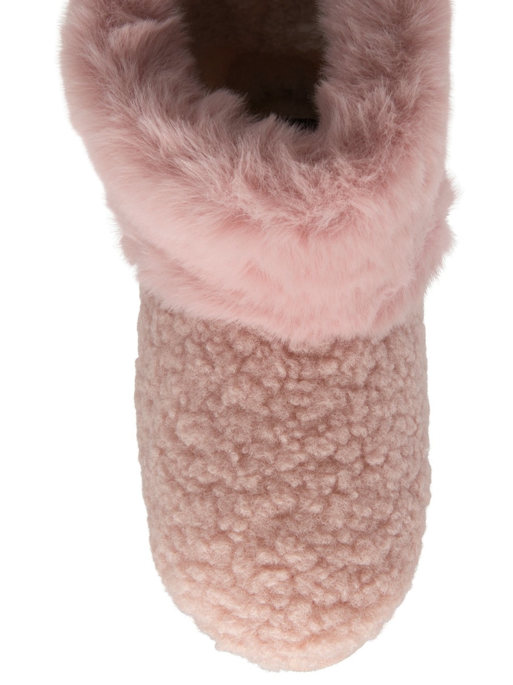 Dunlop Pink Bootee Pom Pom Faux Slippers - Image 4 of 4