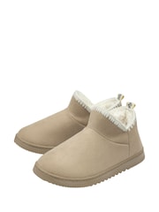 Dunlop Cream Faux Suede Whipstitch Bootee Slippers - Image 2 of 4