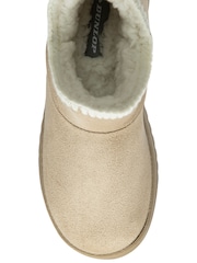 Dunlop Cream Faux Suede Whipstitch Bootee Slippers - Image 4 of 4