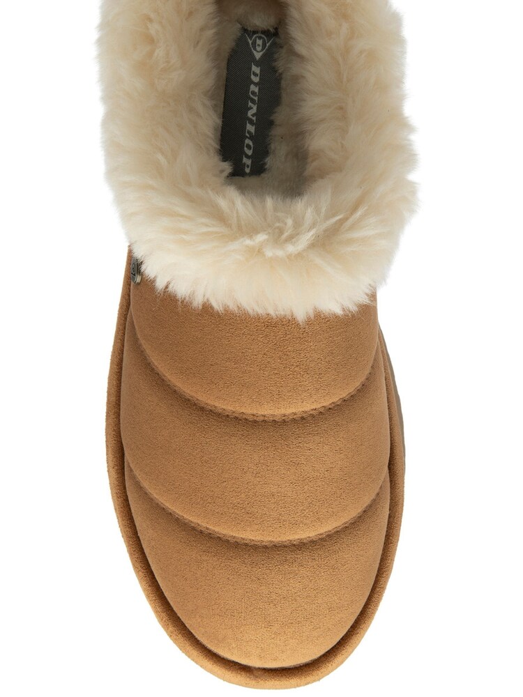 Dunlop Brown Faux Suede Mule Slippers - Image 4 of 4 Dunlop Brown Faux Suede Mule Slippers - Image 4 of 4