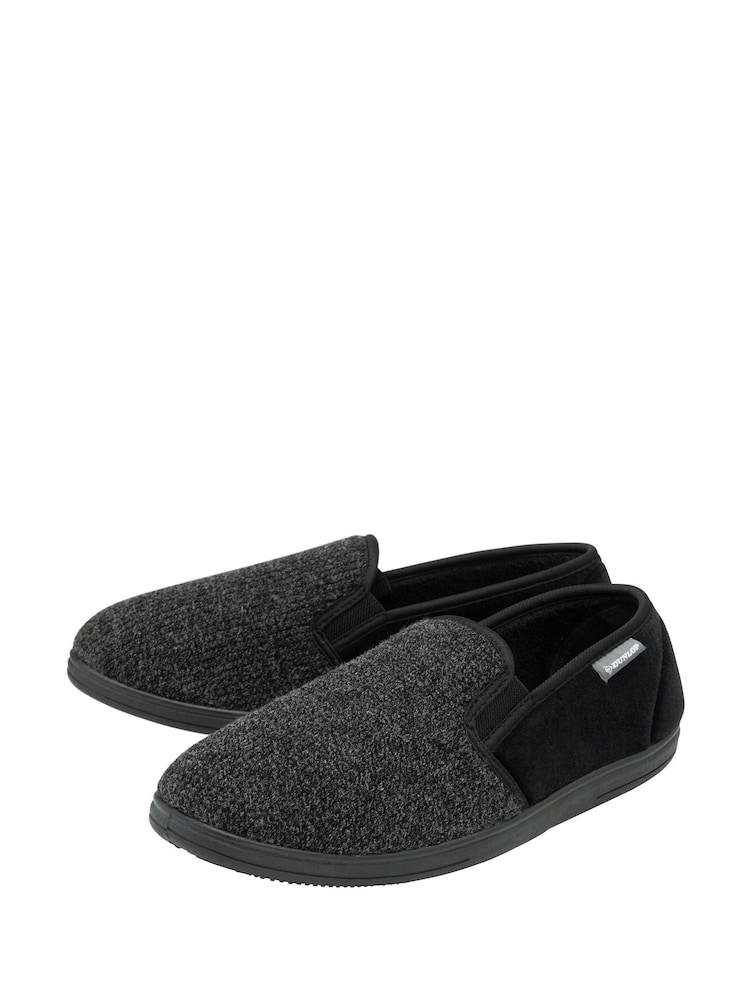 Dunlop Grey Twin Gusset Full Slippers - Image 2 of 4