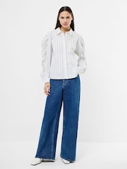 French Connection White Cambria Stripe Cotton Shirt - Image 3 of 4