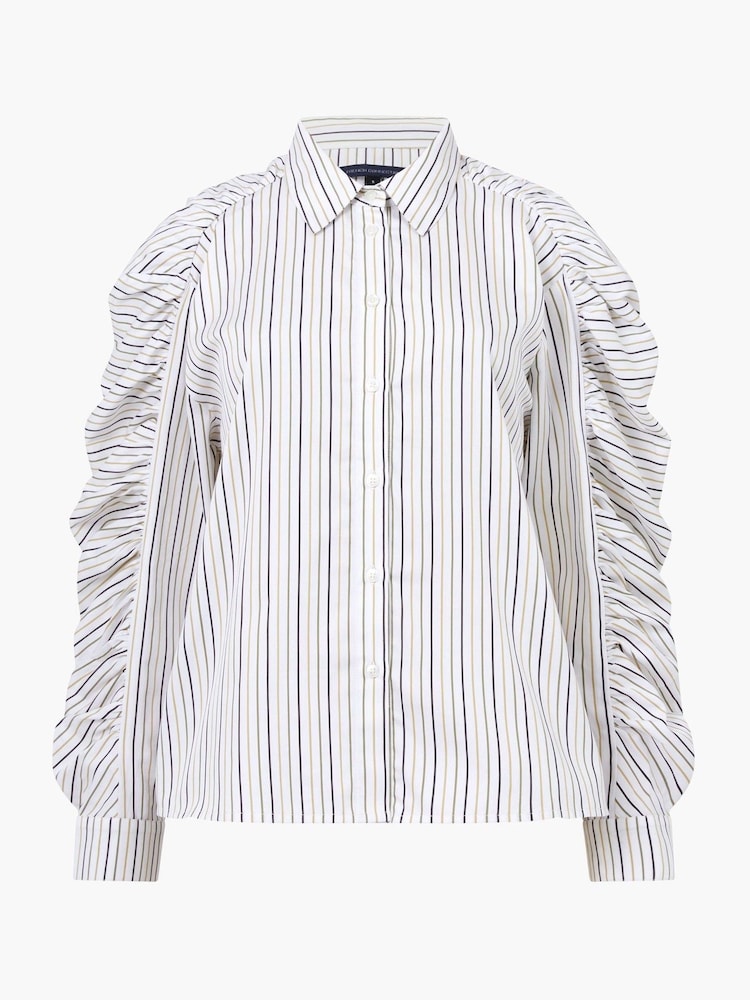 French Connection White Cambria Stripe Cotton Shirt - Image 4 of 4 French Connection White Cambria Stripe Cotton Shirt - Image 4 of 4