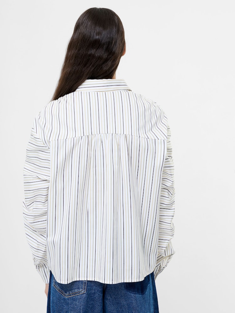 French Connection White Cambria Stripe Cotton Shirt - Image 5 of 5 French Connection White Cambria Stripe Cotton Shirt - Image 5 of 5