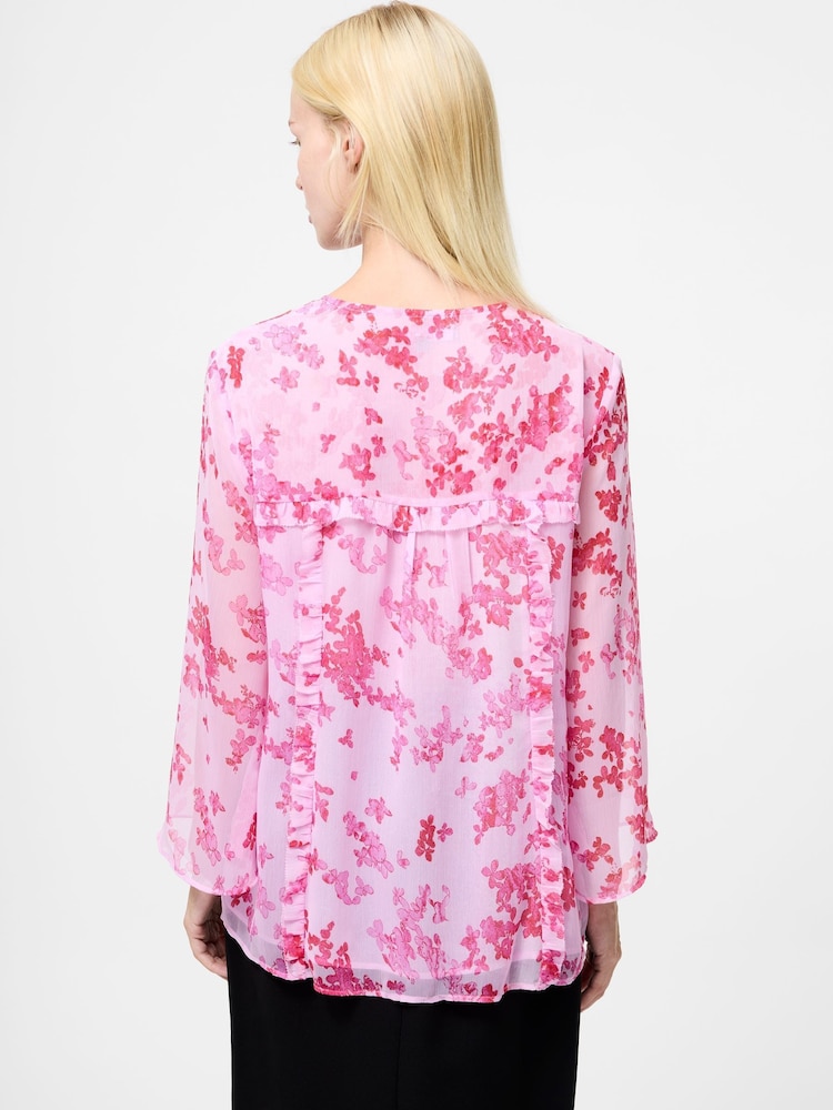 French Connection Pink Isla Hallie Crinkle Tie Blouse - Image 2 of 4 French Connection Pink Isla Hallie Crinkle Tie Blouse - Image 2 of 4