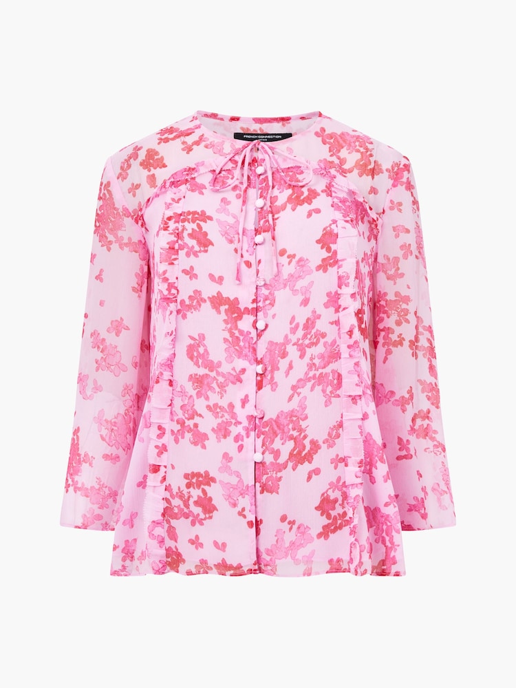 French Connection Pink Isla Hallie Crinkle Tie Blouse - Image 7 of 7 French Connection Pink Isla Hallie Crinkle Tie Blouse - Image 7 of 7