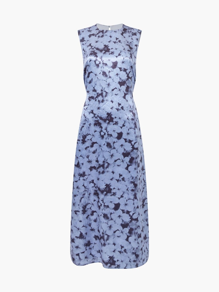 French Connection Blue Cassie Emile Crinkle Midi Dress - Image 1 of 1