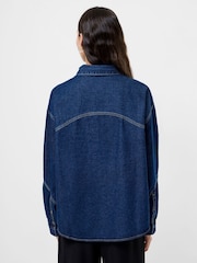 French Connection Blue Archie Denim Crop Shirt - Image 2 of 4