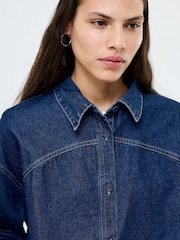 French Connection Blue Archie Denim Crop Shirt - Image 3 of 4