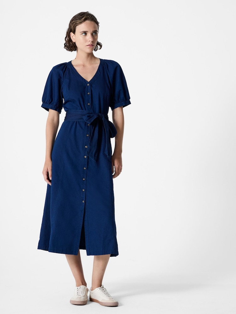 French Connection Blue Zaves Chambray Short Sleeve Dress - Image 1 of 4