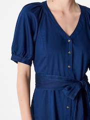 French Connection Blue Zaves Chambray Short Sleeve Dress - Image 3 of 4