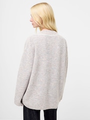French Connection Grey Kezia Vertical V-Neck Jumper - Image 2 of 4