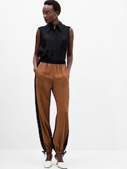 French Connection Brown Bella Twill Contrast Trousers - Image 3 of 4