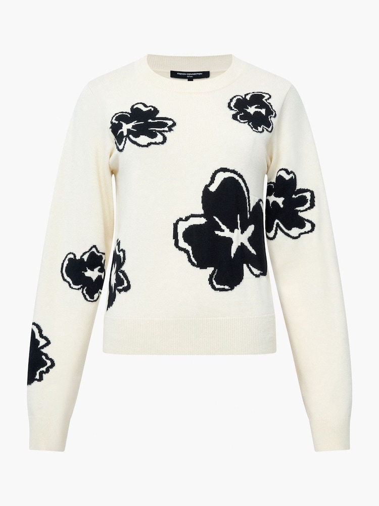 French Connection White Paislee Floral Print Jacquard Jumper - Image 4 of 4 French Connection White Paislee Floral Print Jacquard Jumper - Image 4 of 4