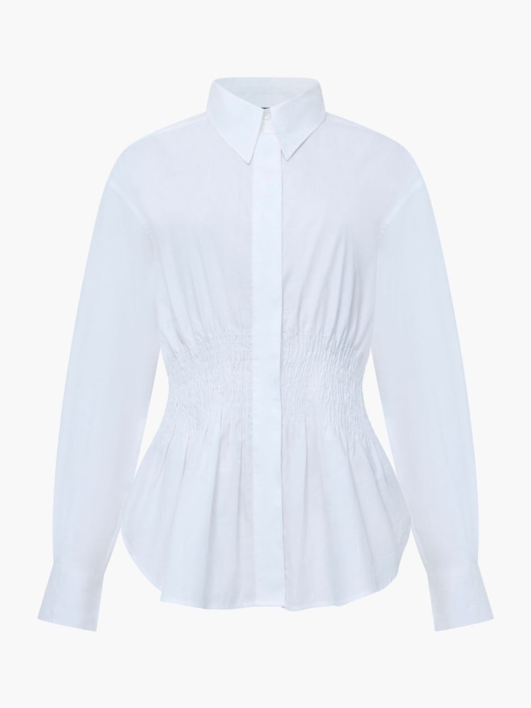 French Connection White Cambria Cotton Smocked Shirt - Image 1 of 1 French Connection White Cambria Cotton Smocked Shirt - Image 1 of 1