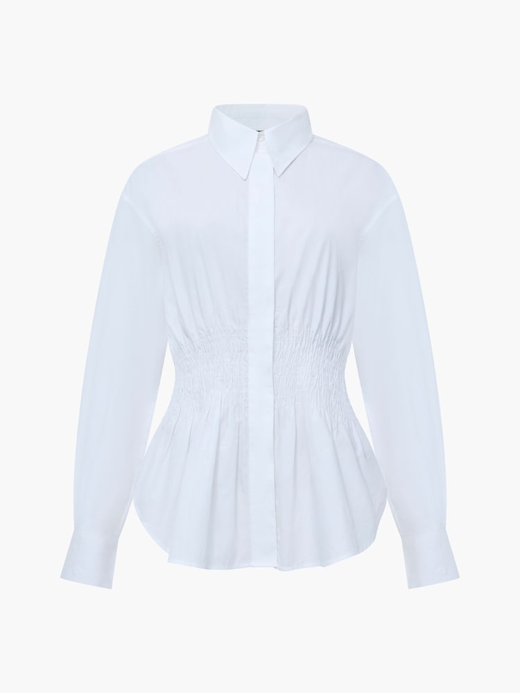 French Connection White Cambria Cotton Smocked Shirt - Image 6 of 6 French Connection White Cambria Cotton Smocked Shirt - Image 6 of 6