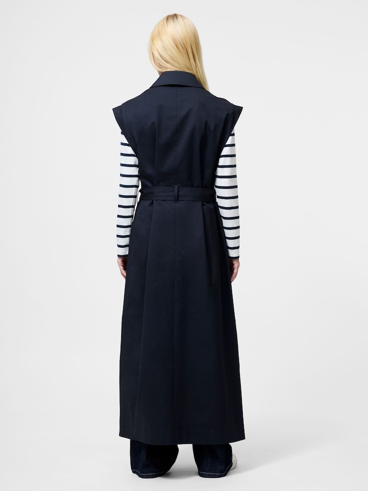 French Connection Blue Danby Sleevless Trench Coat - Image 2 of 4 French Connection Blue Danby Sleevless Trench Coat - Image 2 of 4