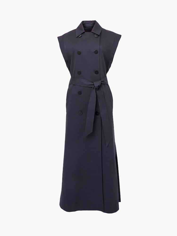 French Connection Blue Danby Sleevless Trench Coat - Image 4 of 4 French Connection Blue Danby Sleevless Trench Coat - Image 4 of 4