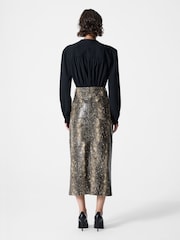 French Connection Animal Brandy Snakeskin Midi PU Skirt - Image 2 of 5