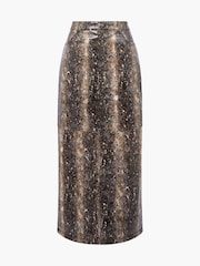 French Connection Animal Brandy Snakeskin Midi PU Skirt - Image 4 of 5