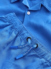Baker by Ted Baker בצבע כחול סט של מכנסיים קצרים וחולצת פשתן - תמונה 4 מתוך 8