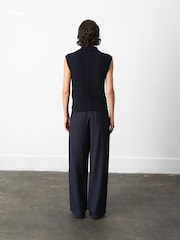 French Connection Blue Roland Knit Collared Gilet - Image 2 of 4