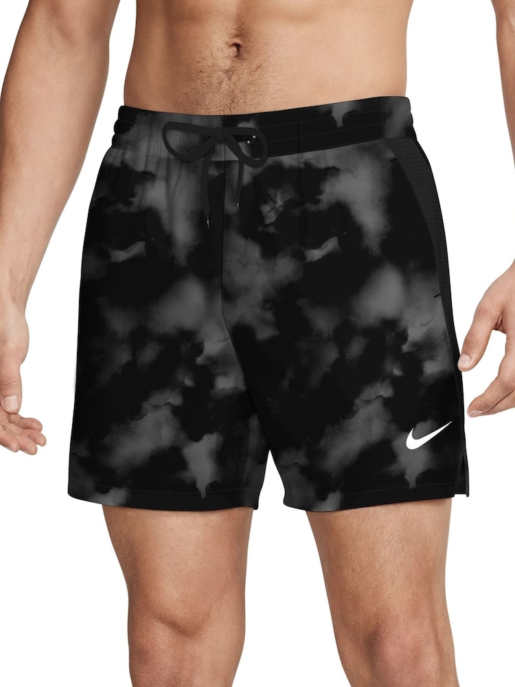 Nike Black Tie Dye 5 Inch DriFIT Swim Shorts - Image 1 of 7
