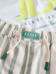 Baker by Ted Baker Graphic White T-Shirt and Stripe Shorts Set - تصویر 8 از 11