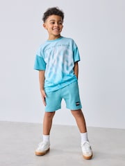 Baker by Ted Baker Oversized Ombre Blue T-Shirt and Shorts Set - Imaginea 1 din 12