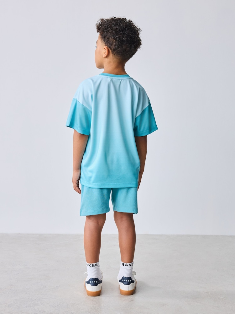 Baker by Ted Baker Oversized Ombre Blue T-Shirt and Shorts Set - Imaginea 2 din 12