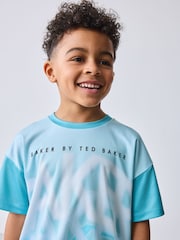 Baker by Ted Baker Oversized Ombre Blue T-Shirt and Shorts Set - Imaginea 3 din 12