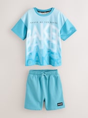 Baker by Ted Baker Oversized Ombre Blue T-Shirt and Shorts Set - Imaginea 6 din 12