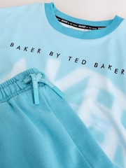 Baker by Ted Baker Oversized Ombre Blue T-Shirt and Shorts Set - Imaginea 9 din 12
