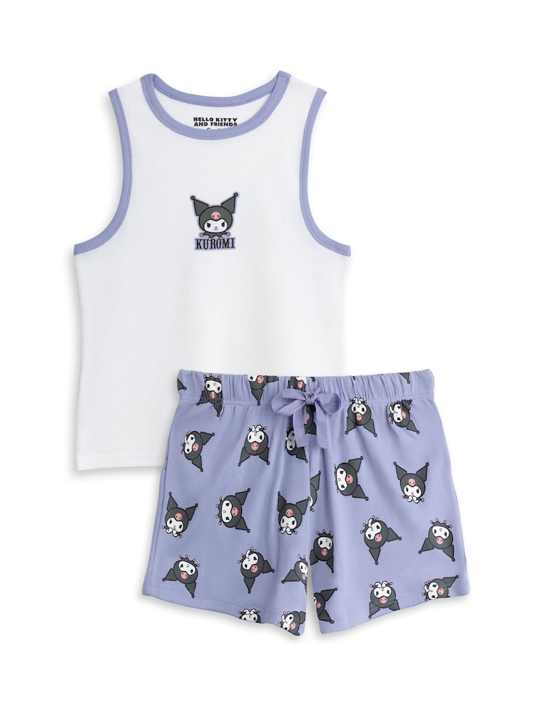 Komplet vijolične pižame brez rokavov in kratkih hlač Vanilla Underground Hello Kitty Womens Kuromi - Slika 1 iz 6 Komplet vijolične pižame brez rokavov in kratkih hlač Vanilla Underground Hello Kitty Womens Kuromi - Slika 1 iz 6