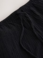 Black Textured Wide Leg Trousers with Linen - Image 5 of 6