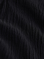 Black Textured Wide Leg Trousers with Linen - Image 6 of 6