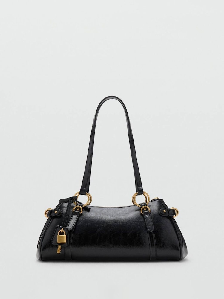 Mango Black Bowling Shoulder Bag With Charm - Image 1 of 3